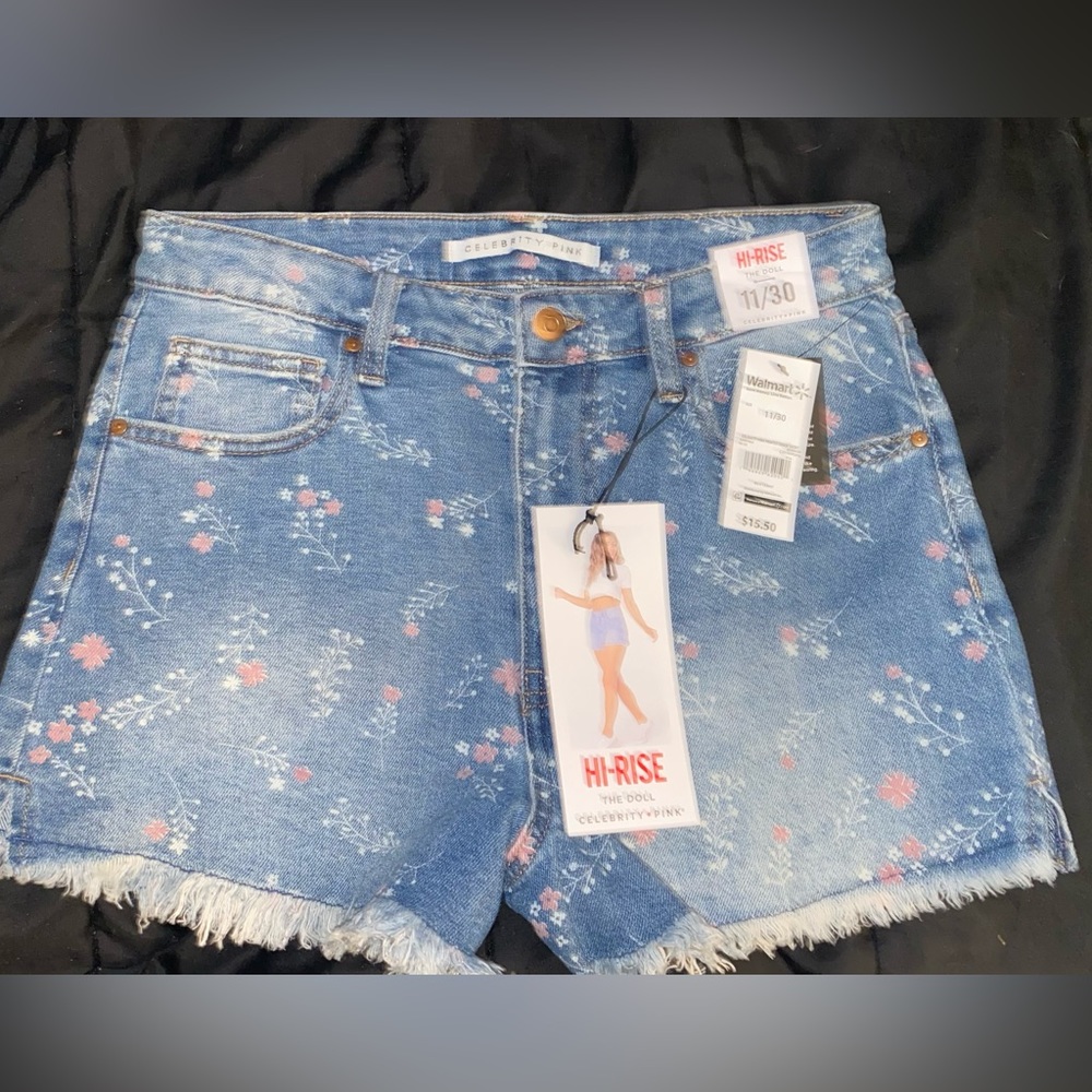 Celebrity pink Jean shorts